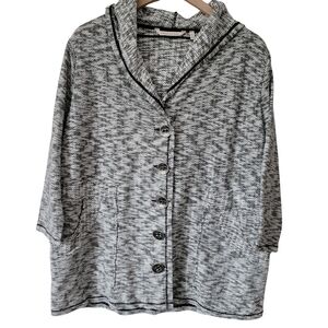 Soft Surroundings Marled Gray Button Closure Hooded Cardigan Size XL